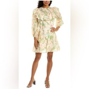 Beulah Cream and Green Paisley Long Sleeve Dress